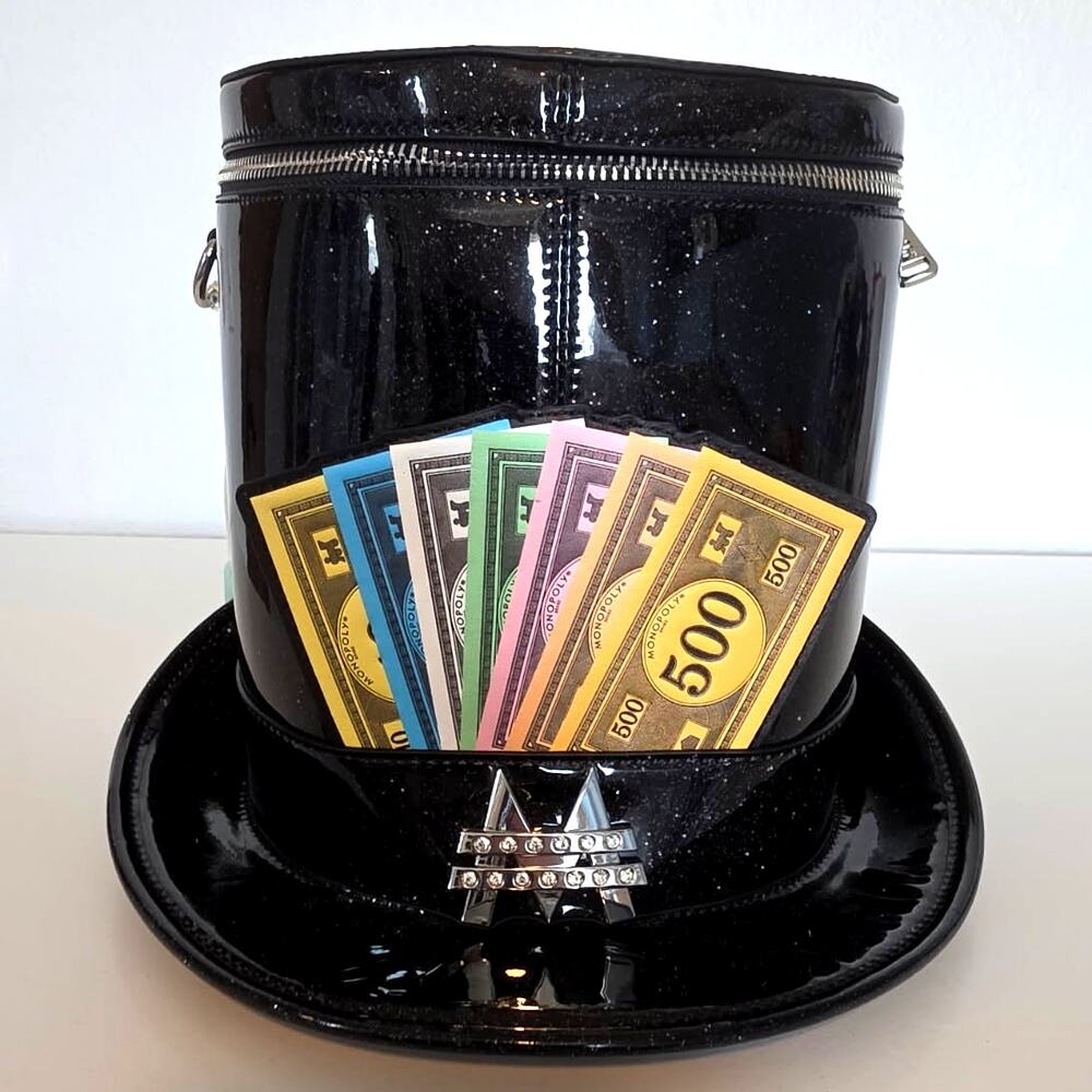 Loungefly Monopoly 90th Anniversary Top Hat Glitter Figural Crossbody Bag | NWT - Picture 2 of 7